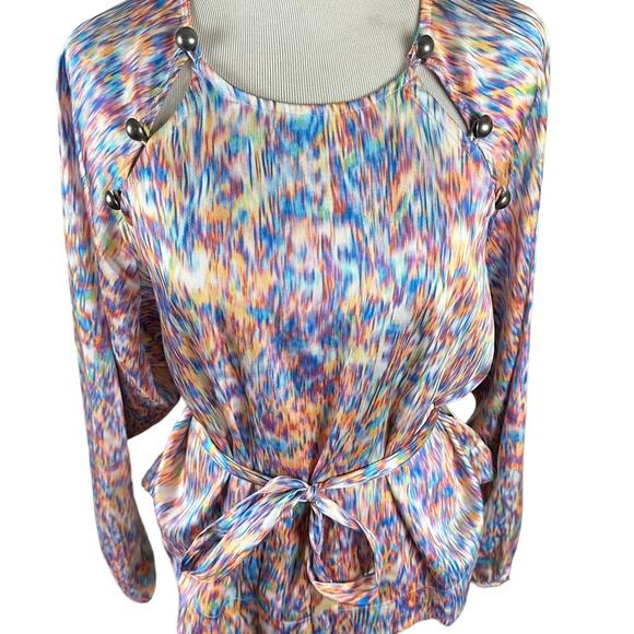 Rebecca Minkoff Blouse Multi Colored Print Size Medium - Picture 2 of 10